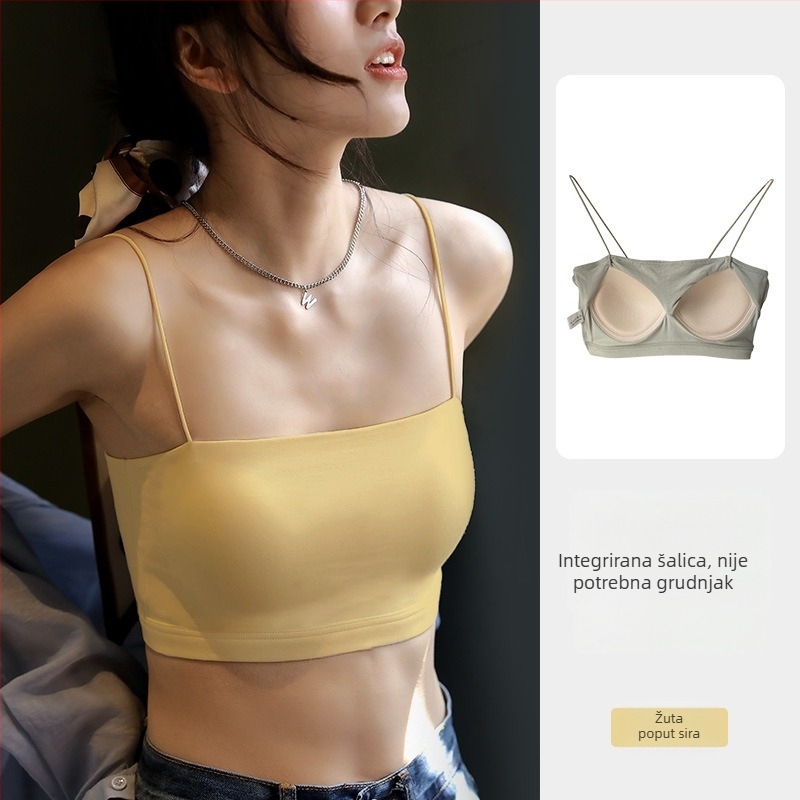 Ženski cami top s jednim ramenom, ultra kratka duljina, pamuk-modal-spandeks smjesa, uski kroj