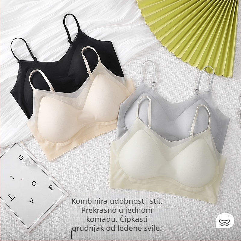 Lagani i tanki jednodijelni grudnjak s oblikovanim košaricama, bez čeličnih šipki, prozračan, bezšivan, puni košarica, fiksni dvostruki naramenice, stražnji Sling-back dizajn