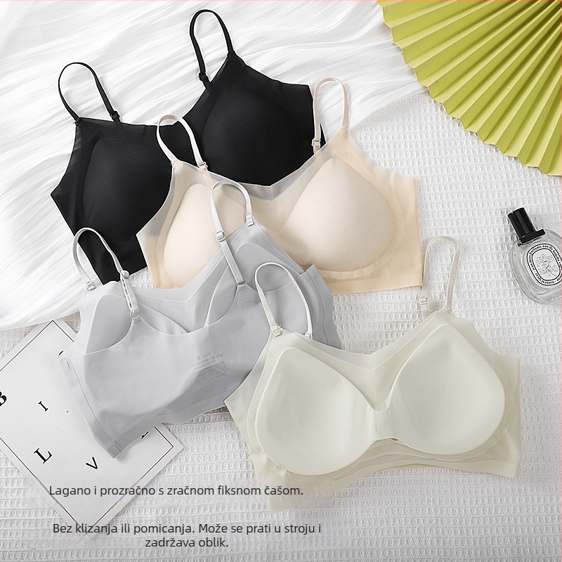 Lagani i tanki jednodijelni grudnjak s oblikovanim košaricama, bez čeličnih šipki, prozračan, bezšivan, puni košarica, fiksni dvostruki naramenice, stražnji Sling-back dizajn