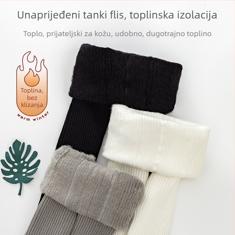 Dječje rompers čarape-leggins s flisom iznutra, pamuk-njlon smjesa, srednja debljina, jesen, uzrast 1-3 godina