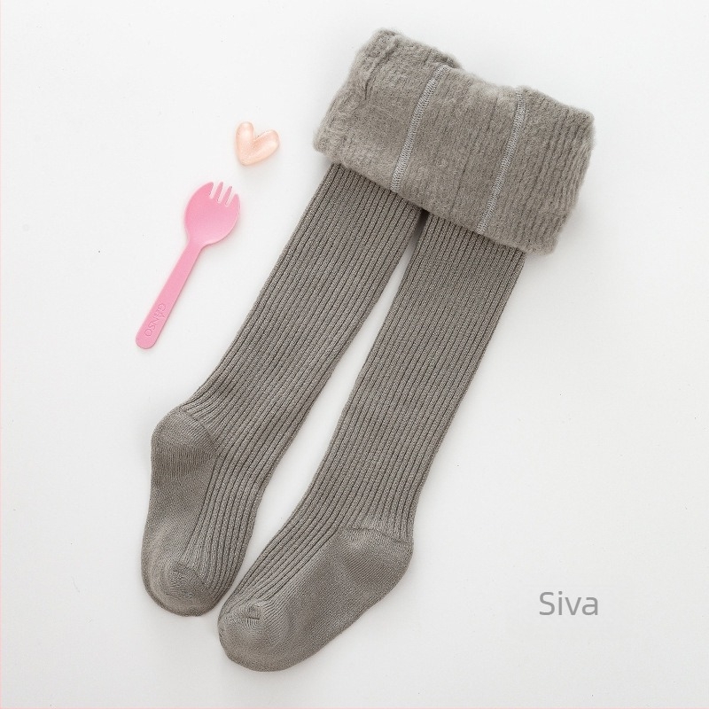 Dječje rompers čarape-leggins s flisom iznutra, pamuk-njlon smjesa, srednja debljina, jesen, uzrast 1-3 godina