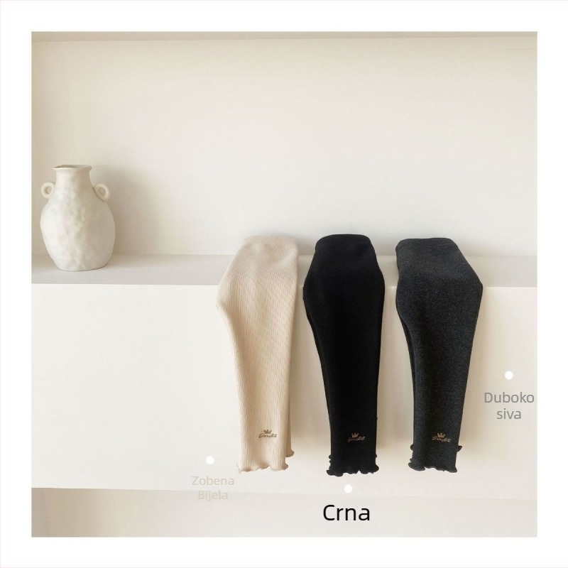 Dječje hlače od corduroya s fleec podstavom, visokim strukom, 80% pamuk, pogodne za jesen i zimu