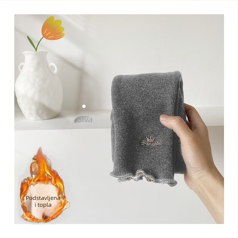 Dječje hlače od corduroya s fleec podstavom, visokim strukom, 80% pamuk, pogodne za jesen i zimu