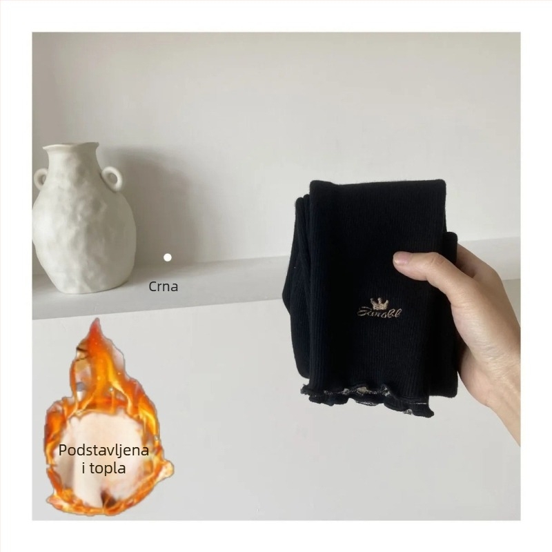 Dječje hlače od corduroya s fleec podstavom, visokim strukom, 80% pamuk, pogodne za jesen i zimu