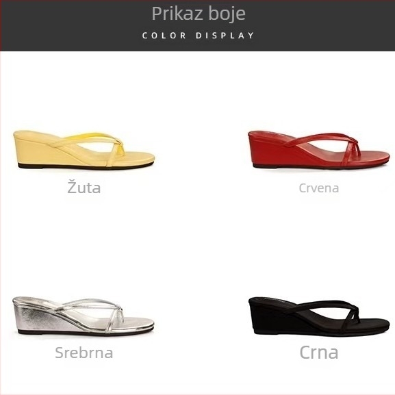 Ženske sandale s 6 cm klina, debela potplata, okrugli vrh, gumena potplata, gornji i unutarnji dio od super vlakana