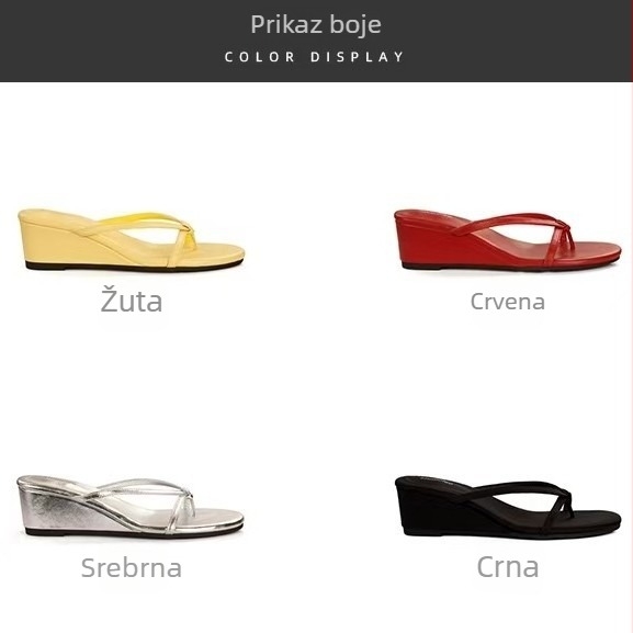 Ženske sandale s 6 cm klina, debela potplata, okrugli vrh, gumena potplata, gornji i unutarnji dio od super vlakana