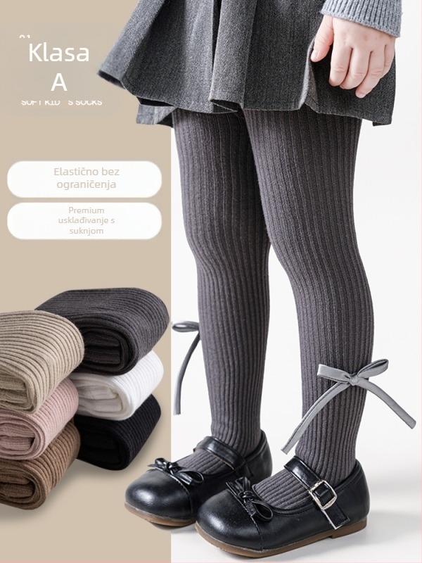 Dječje pantyhose od češanog pamuka, jednobojne, za djecu 3-8 godina, pogodne za proljeće, jesen i zimu