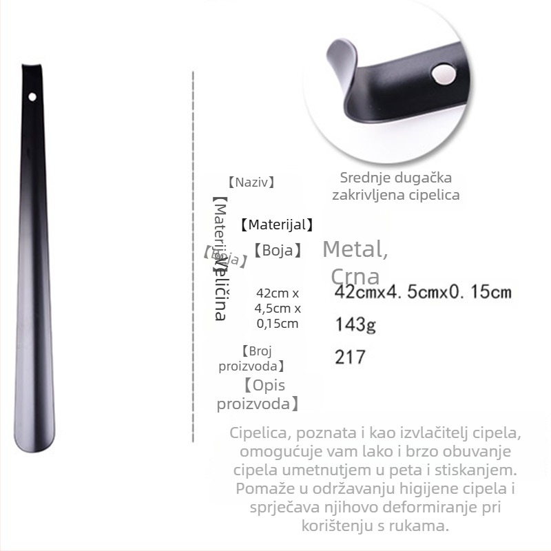 Nehrđajući cipni alat srednje duljine za jednostavno obuvanje i svlačenje, model Ad217, marka Auspicious enough, svakodnevni stil