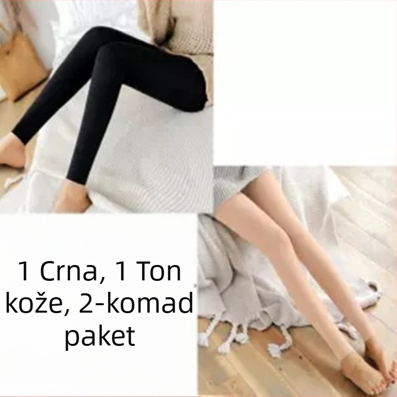 Ženske nylonske legice s visokim strukom, bez stopala, s fleece iznutra, duljina 9/10, ultra tanke, oblikuju tijelo