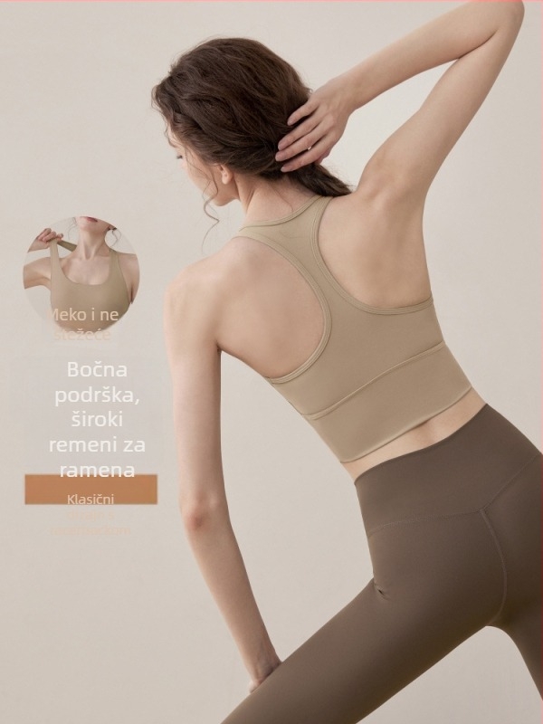 Ženski bezrukavni fitness set — prozračan, brzo sušeći materijal, 78% najlon, 22% spandex, za trčanje, vožnju biciklom i jogu, ljeto 2025