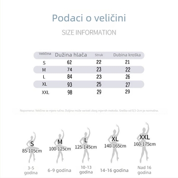 Dječje plesne tajice s flis podstavom, debeli poliester 90–95%, toplo oblikovanje za uzrast 7–12 godina