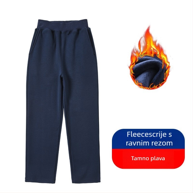 Unisex dječje sportske hlače s flis podstavom, 95% pamuk, srednji pojas, ravni kroj, pogodne za zimu i jesen.
