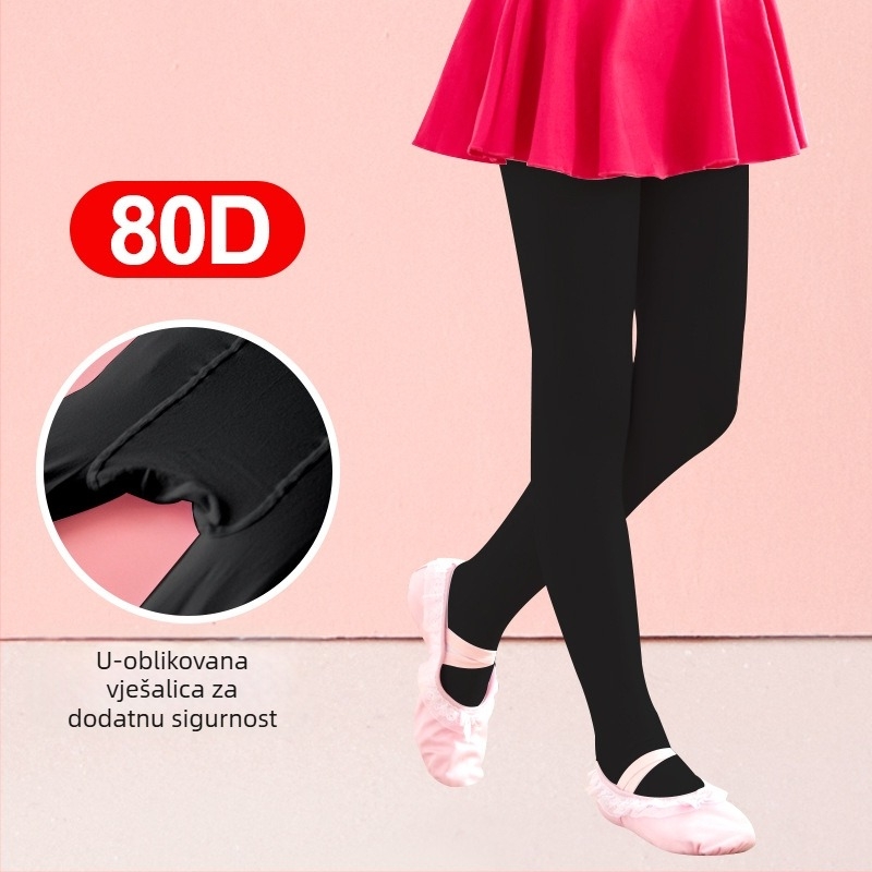 Dječje baletne tajice s neklizajućim gripom – prozračne, tanke, visoka elastičnost, spandeks-pamuk mješavina