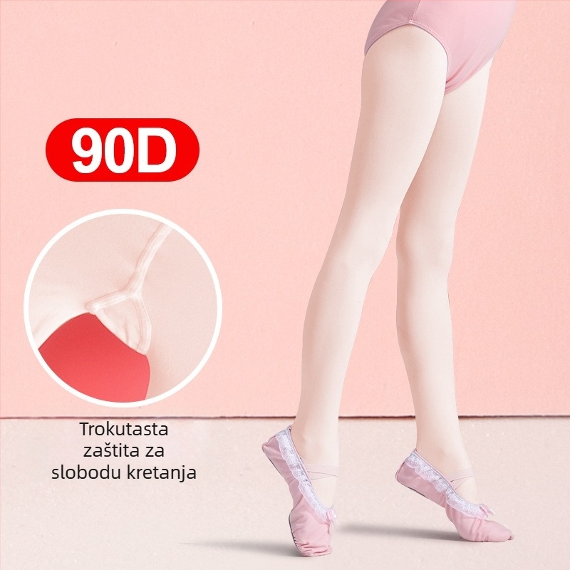 Dječje baletne tajice s neklizajućim gripom – prozračne, tanke, visoka elastičnost, spandeks-pamuk mješavina