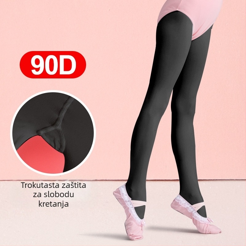 Dječje baletne tajice s neklizajućim gripom – prozračne, tanke, visoka elastičnost, spandeks-pamuk mješavina