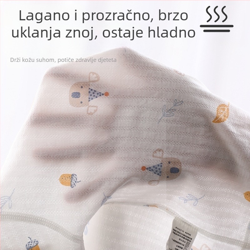 Dječji ljetni dvodijelni komplet od 100% combed pamuka, unisex, motivi životinja/crtani likovi, s odvajanjem vlage