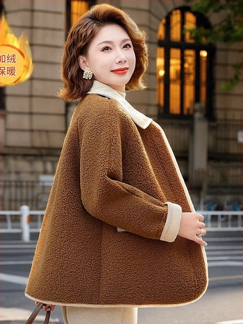 Ženski zimski kaput s flisom od ovčje vune, vanjski materijal poliester 90–95%, japansko-korejski casual stil