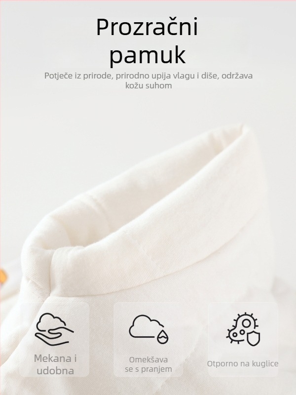 Dječji vreći za spavanje s podijeljenim nogama; vanjski i podstava od čistog pamuka 95%+; punilo space cotton; odvojive rukave; strojno pranje