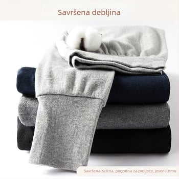 Muške termo hlače od 100% pamuka, visok pas, zima, debele 220 g/m², jednostruki sloj