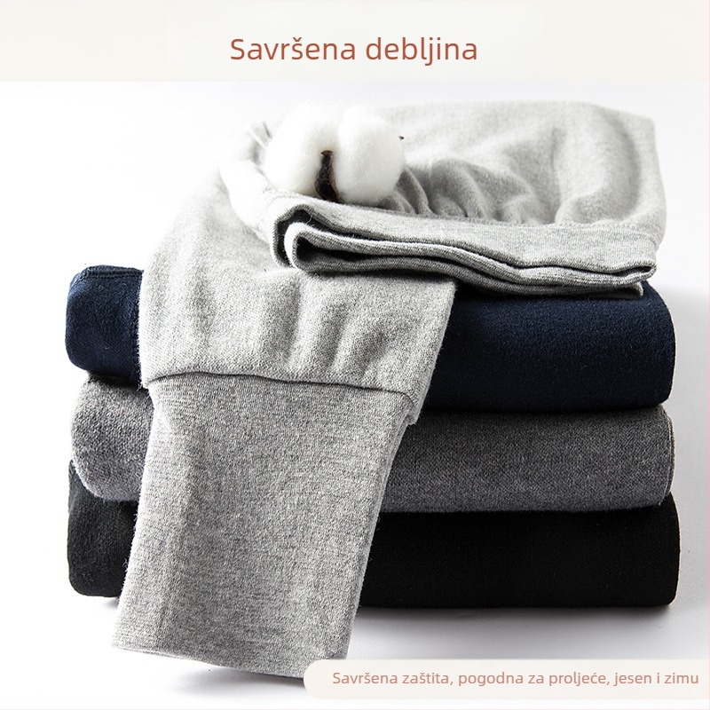 Muške termo hlače od 100% pamuka, visok pas, zima, debele 220 g/m², jednostruki sloj