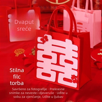 Vjenčana torbica za omotnice - filc, vertikalno kvadratni oblik, unutarnja pregrada s zatvaračem, otvoreni vrh, proljeće 2024