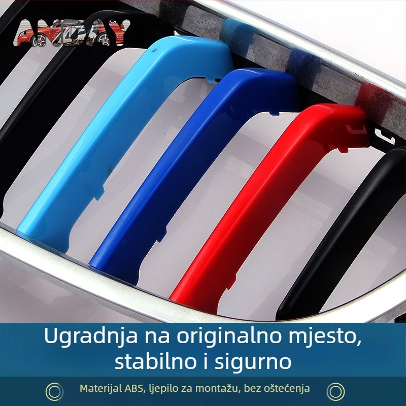 BMW rešetka troboji dekorativni trak sa snap-on kopčom – ABS, kompatibilno s modelima E60, serije 1/2/3/5 i X1–X7, 8 Series