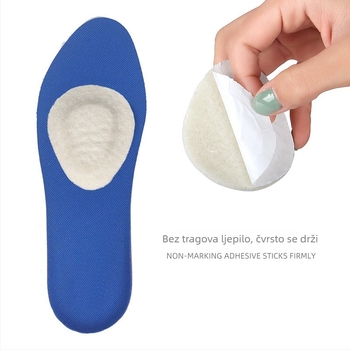 Prednja podloga za prednji dio stopala od filca - samoljepljiva, prozračna; smanjuje pritisak i habanje; pogodna za tenisice, kožne, casual i tekstilne cipele