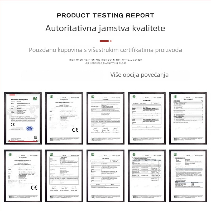 Beileshi naočale s naglavnim nosačem i LED svjetlom za popravak satova, četiri seta zamjenskih leća