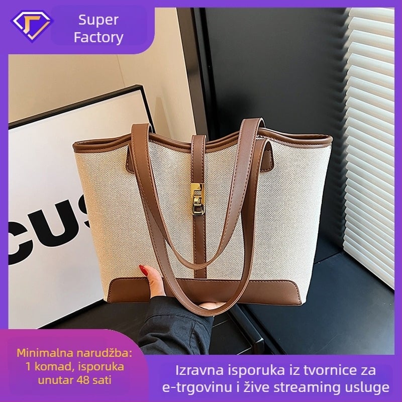 Platnena tote torba za svakodnevnu uporabu sa zatvaranjem na zip, horizontalni kvadratni oblik, dvostruke naramenice, unutarnji džepovi za telefon i osobnu iskaznicu, Bo Ling Luggage