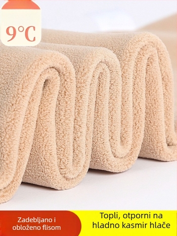 Ženske termalne tajice s flis unutarnjom podlogom, bez šavova, visoke elastičnosti, debele i tople, poliestersko-spandeks mješavina 70–80%