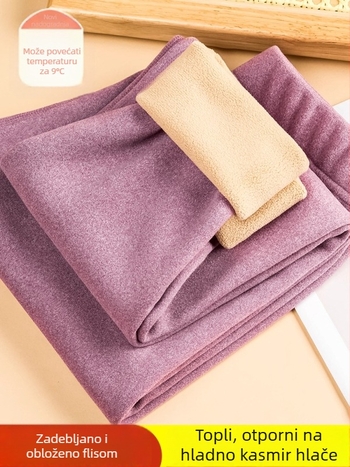 Ženske termalne tajice s flis unutarnjom podlogom, bez šavova, visoke elastičnosti, debele i tople, poliestersko-spandeks mješavina 70–80%