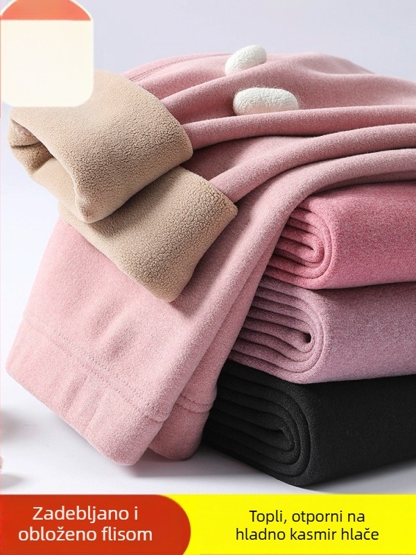 Ženske termalne tajice s flis unutarnjom podlogom, bez šavova, visoke elastičnosti, debele i tople, poliestersko-spandeks mješavina 70–80%