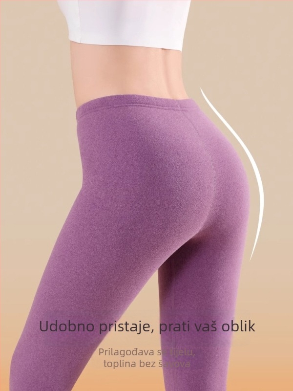 Ženske termalne tajice s flis unutarnjom podlogom, bez šavova, visoke elastičnosti, debele i tople, poliestersko-spandeks mješavina 70–80%