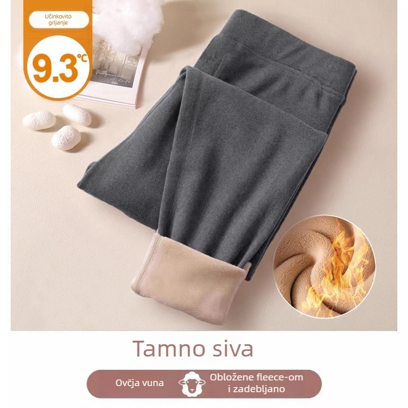 Ženske termalne tajice s flis unutarnjom podlogom, bez šavova, visoke elastičnosti, debele i tople, poliestersko-spandeks mješavina 70–80%