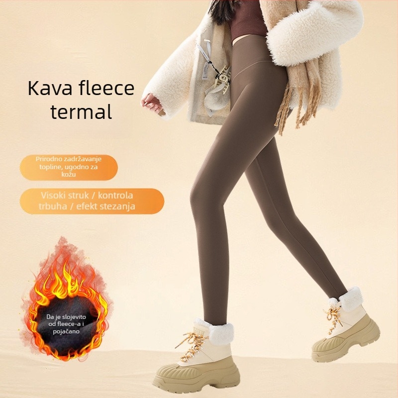 Ženske joga hlače s flecom, Sharkskin tekstura, visok pojas, kontrola trbuha, duljina 9/10