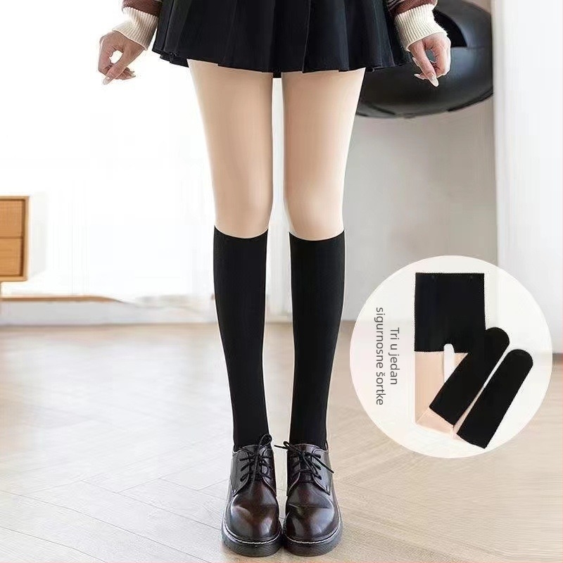 Najlon hlačne gaćice za oblikovanje s podizanjem stražnjice, flis podstava, jednobojni uzorak, debeli materijal