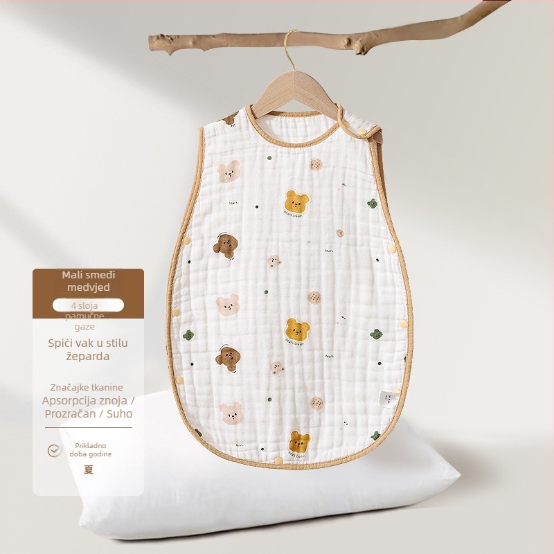 Soft Yun Dječji bezrukavni vreća za spavanje od pamuka za ljeto, lagana, anti-kick