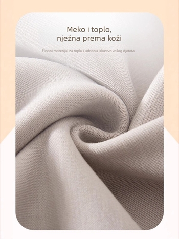 Pidžama hlače za djecu od plišanog pamuka, visoki pojas za zaštitu trbuha, unutarnje fleece, 94% pamuk + 6% elastan, proljeće–jesen, uzrast 1–3 godine