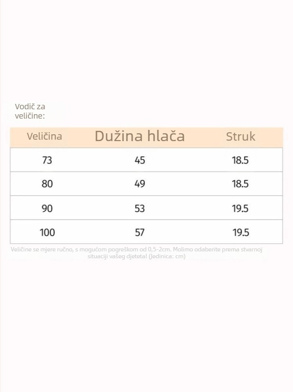 Pidžama hlače za djecu od plišanog pamuka, visoki pojas za zaštitu trbuha, unutarnje fleece, 94% pamuk + 6% elastan, proljeće–jesen, uzrast 1–3 godine