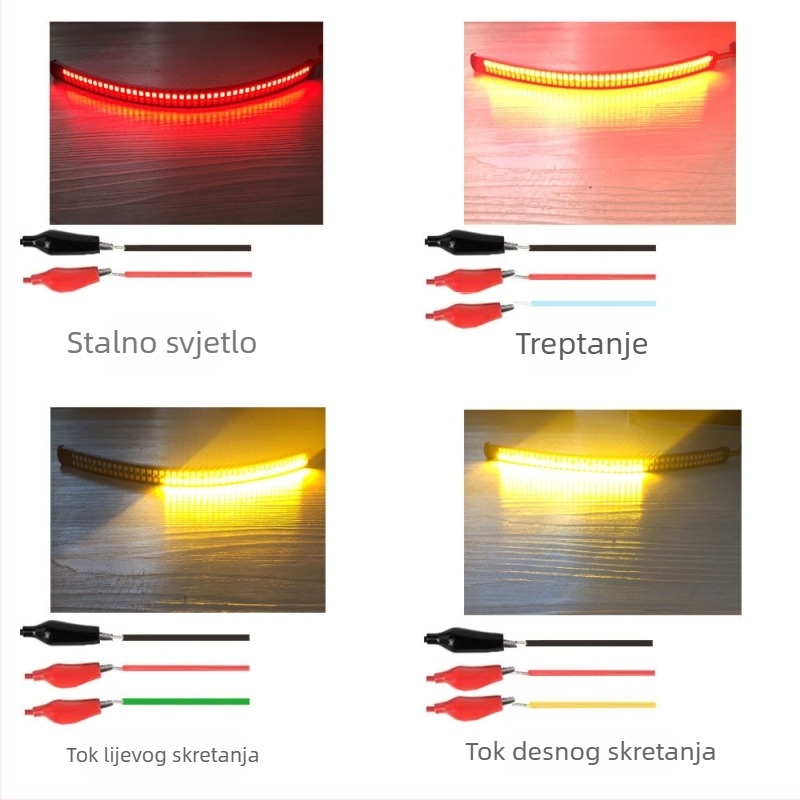 Motociklistička LED svjetla za kočnicu, pokazivač smjera i svjetlo za registracijsku ploču: 12V, 5W, 2835 LED, kućište, PVC+LED