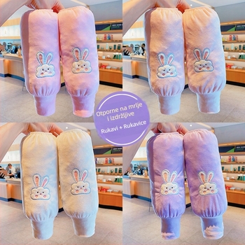 Dječje velurske zaštitne rukave – toplo, jesen-zima, crtani stil, reljefna obrada, srednje duljine