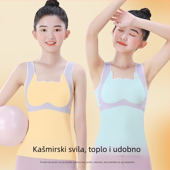 Dječji zimski termo prsluk za djevojčice – 94,3% poliester / 5,7% spandex, za uzrast 8+ (visina >140 cm)