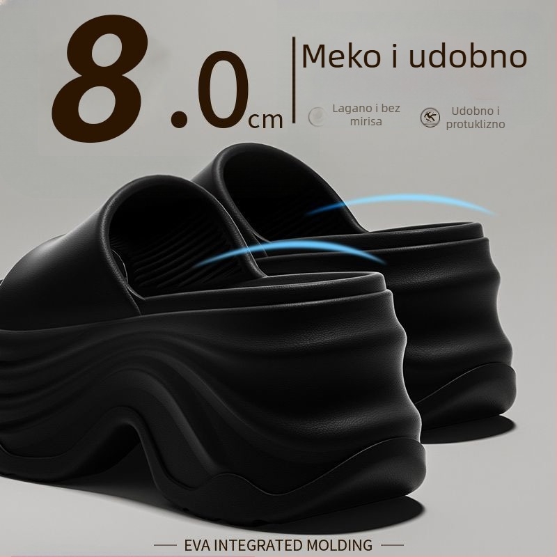 Ženske flip-flop sandale s 8 cm debelim potplatom, klinasti potpetica 3–6 cm, EVA gornji dio/unutarnji dio/podloga, casual ljetni stil