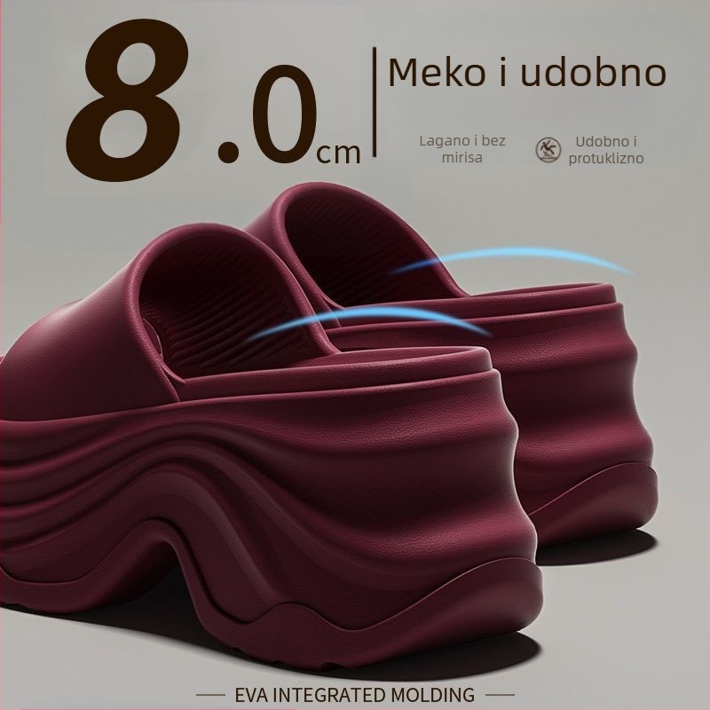 Ženske flip-flop sandale s 8 cm debelim potplatom, klinasti potpetica 3–6 cm, EVA gornji dio/unutarnji dio/podloga, casual ljetni stil