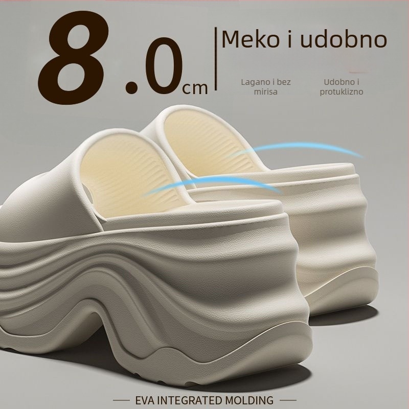 Ženske flip-flop sandale s 8 cm debelim potplatom, klinasti potpetica 3–6 cm, EVA gornji dio/unutarnji dio/podloga, casual ljetni stil