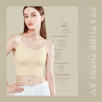 Bra wrap / tube top – prozračan, bešavna stražnja strana, tanke oblikovane košarice, najlon, struk duljina