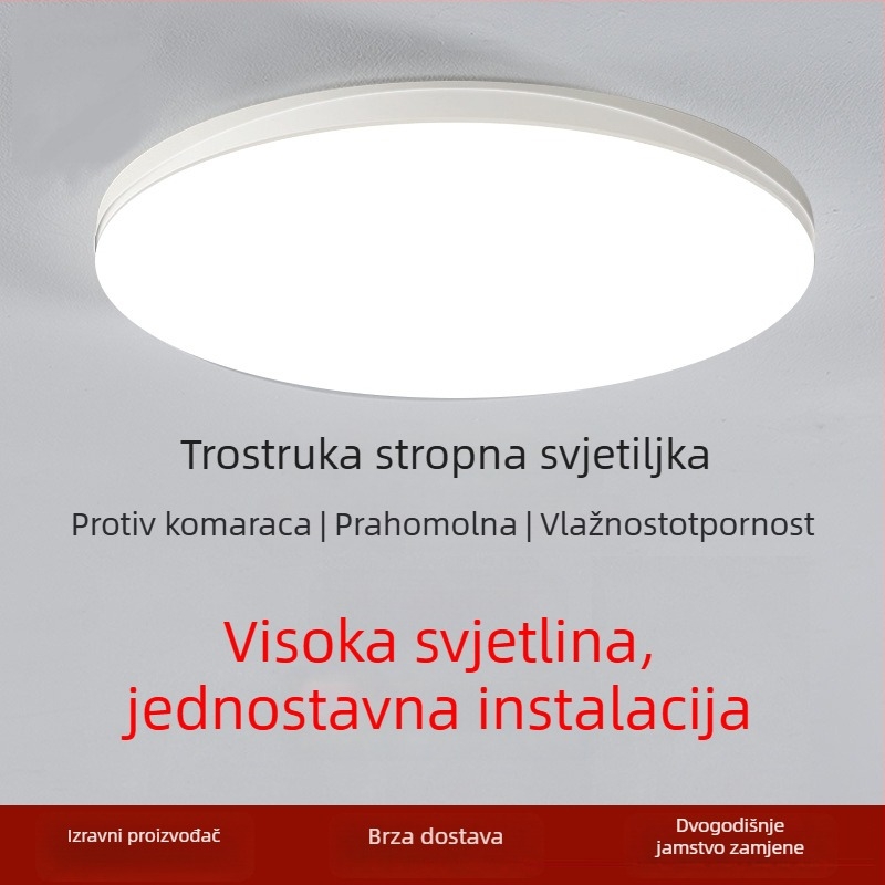 Stropna LED svjetiljka, 220V, rasvjeta nad 30 m², CRI 80–90, moderni minimalistički dizajn (220V; 30 m²+; CRI 80–90)