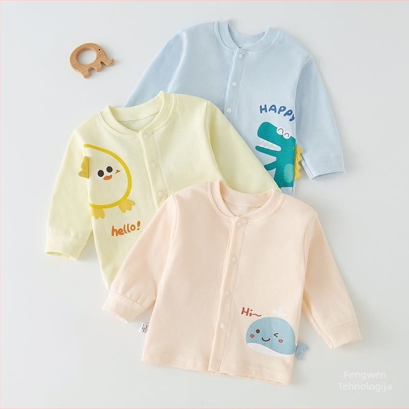 Bebin top s dugim rukavima, 100% pamuk, unisex, kućna odjeća za novorođenčad, proljeće–jesen.