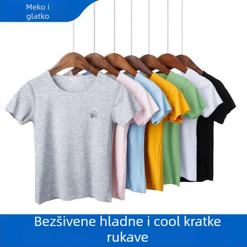 Djeca unisex kratkih rukava T-majica, Modal pamuk mješavina, okrugli izrez, mekan dodir, ljeto, za djecu 3-8 godina