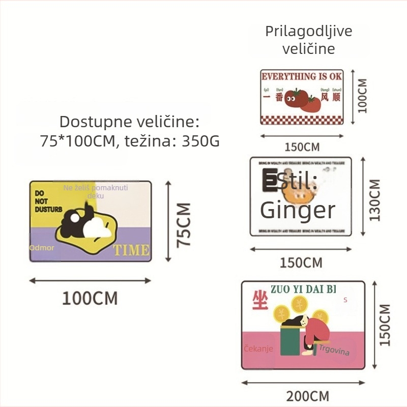 Flanel deka, poliestersko vlakno, 300–499 g, crtani stil, pogodna za sve sezone